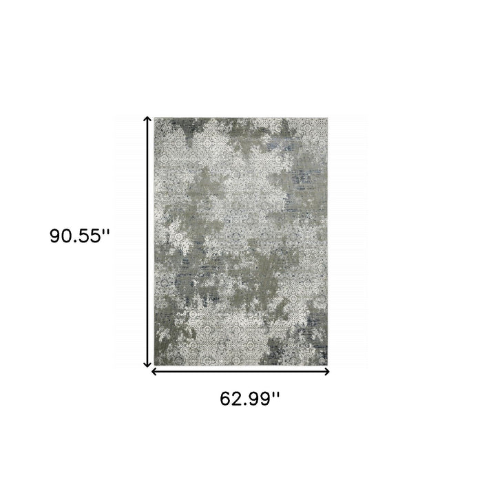 5' x 8' Abstract Power Loom Stain Resistant Area Rug - Ivory Gray Blue And Taupe