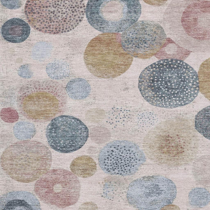 10' X 14' Geometric Washable Area Rug With UV Protection (707299) - Blush / Beige / Blue