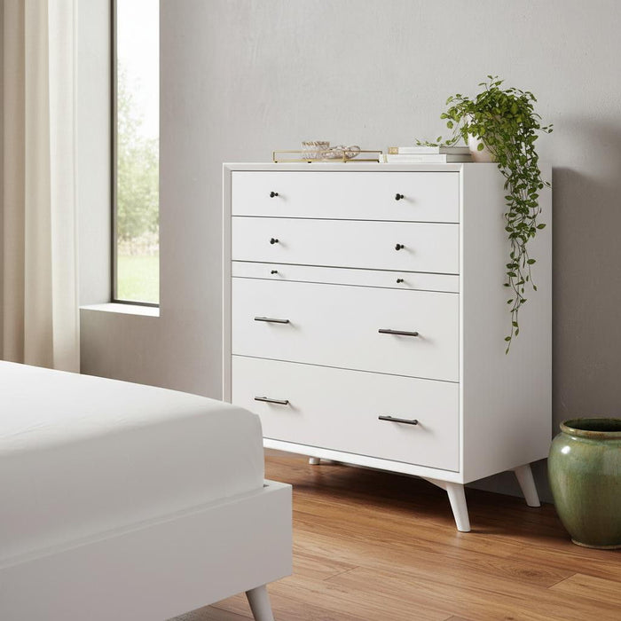 Solid Wood Four Drawer Chest - White
