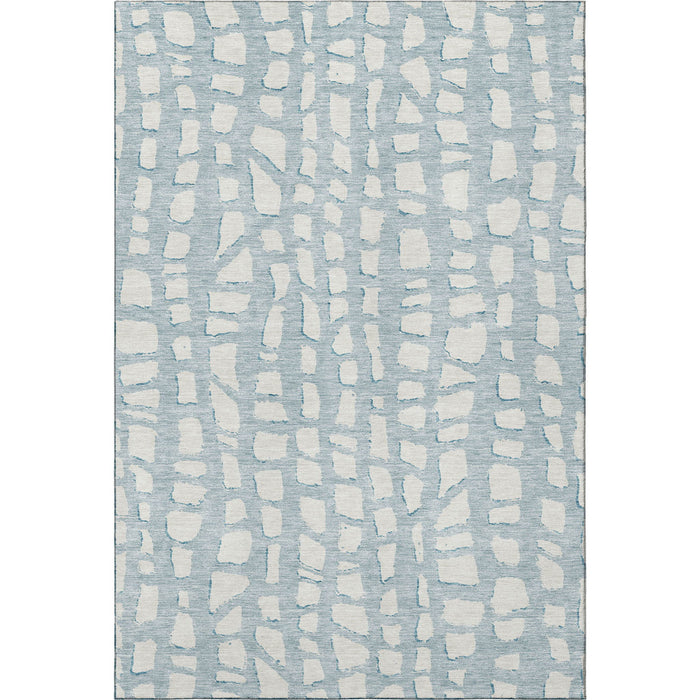 10' X 14' Cobblestone Washable Area Rug With UV Protection - Sky Blue And Ivory