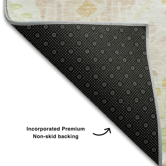 10' X 14' Geometric Washable Area Rug With UV Protection (684040) - Pink / Lime Green / Ivory