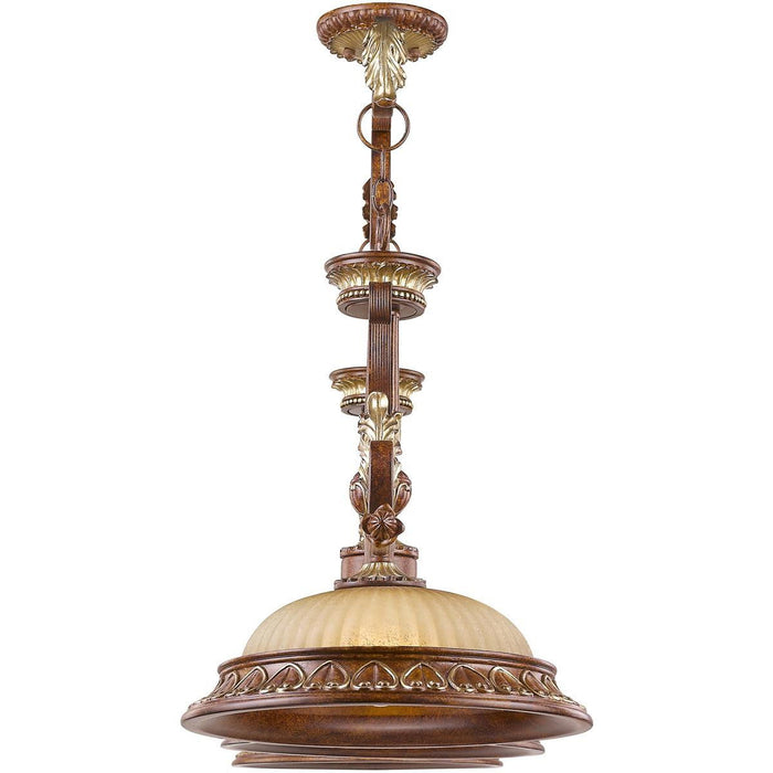 21" Three Light Metal Dimmable Chandelier With Shades - Bronze