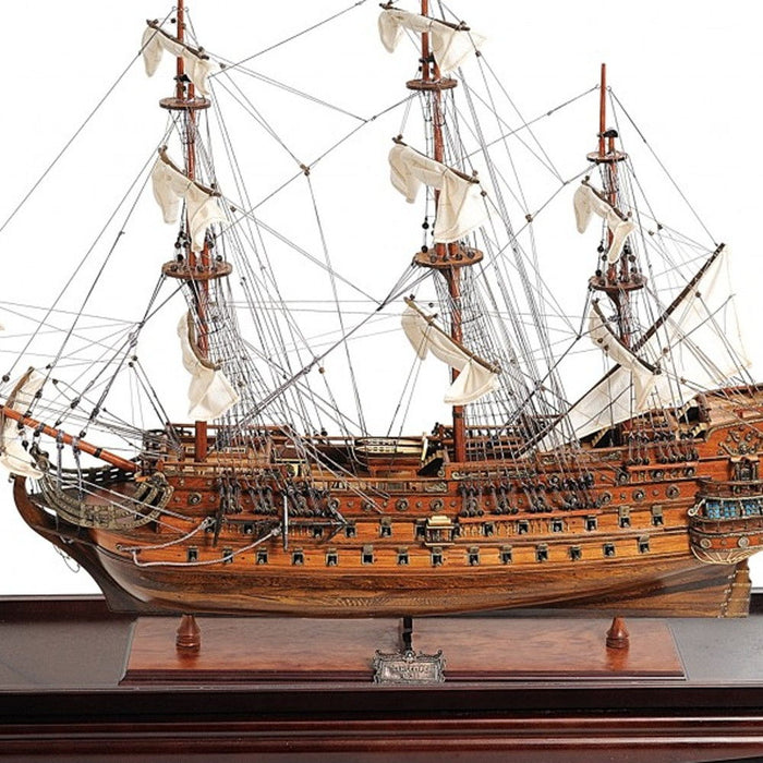 San Felipe Large Table Top Display Hand Painted Decorative Boat - Brown