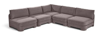 Meridian Furniture Hammond velvet performance fabric 5-piece armless sectional with plush cushions and modern design.