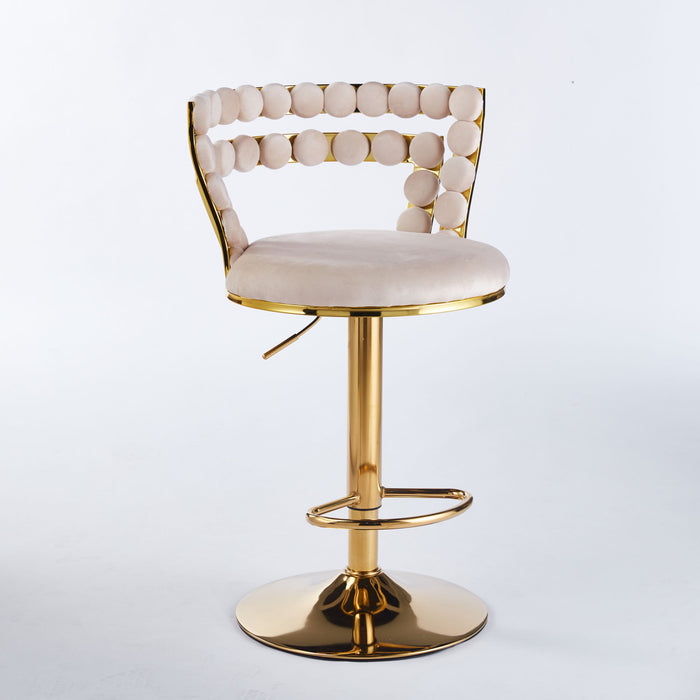 Set of 2 Giga modern bar stools with iron tube legs, soft cushions, and comfortable backrests for stylish seating.
