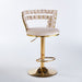 Set of 2 Giga modern bar stools with iron tube legs, soft cushions, and comfortable backrests for stylish seating.
