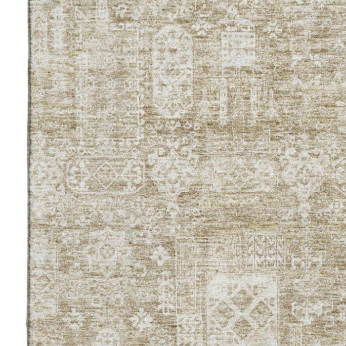 10' X 14' Floral Washable Area Rug With UV Protection (653356) - Beige / Ivory