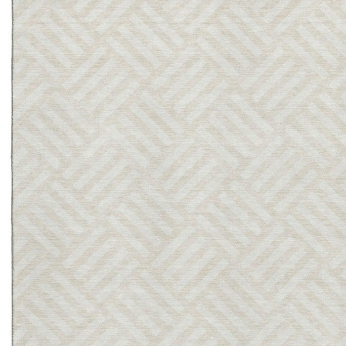 8' X 10' Geometric Washable Area Rug With UV Protection (652369) - Ivory / Beige
