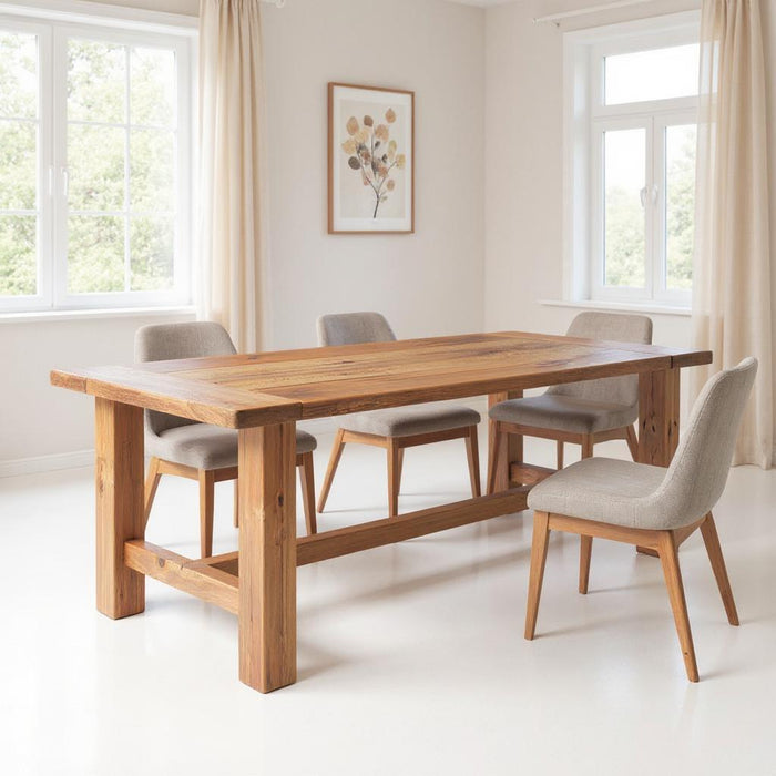 95" Reclaimed Wood Trestle Base Dining Table - Brown