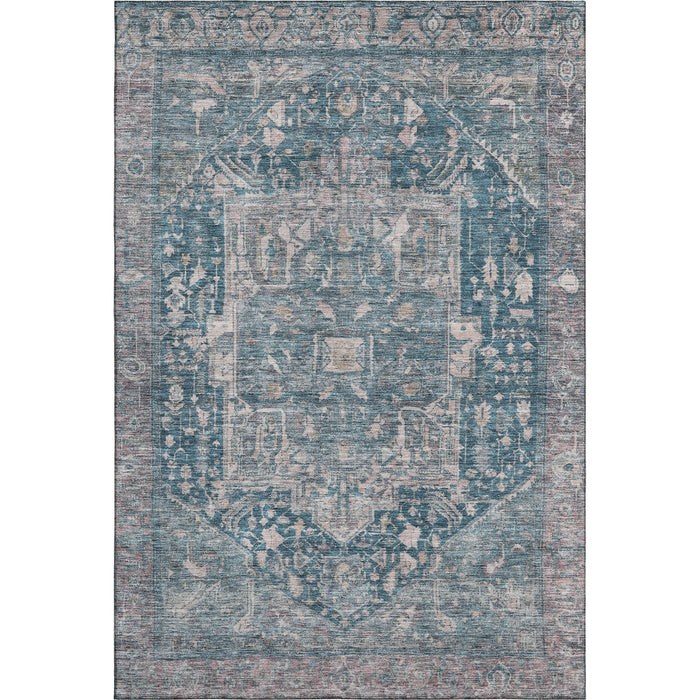 10' X 14' Oriental Washable Area Rug With UV Protection (692394) - Blue / Gray / Silver