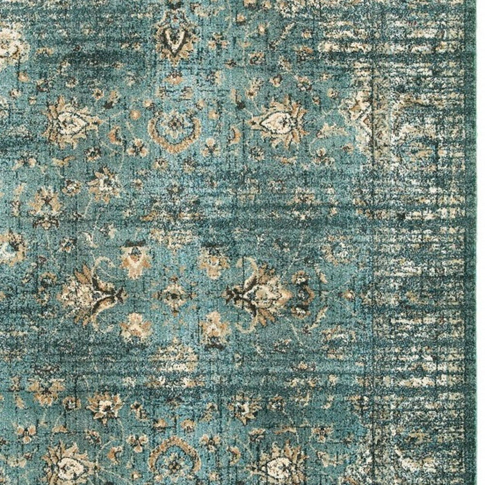 10' x 13' Indoor Area Rug - Peacock Blue And Ivory