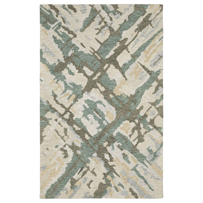 10' X 13' Wool Abstract Hand Tufted Area Rug - Gray And Teal