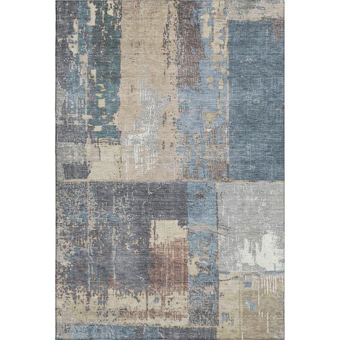 10' X 14' Abstract Washable Area Rug With UV Protection (706235) - Beige / Blue