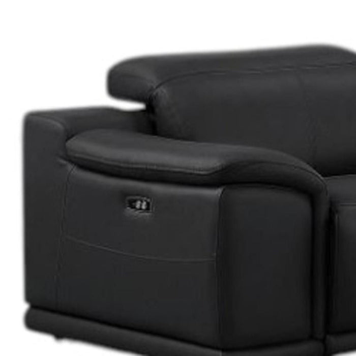 Leather Modular L Shaped Eight Piece Corner Sectional With Console - Black
