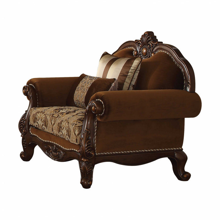 Velvet Damask Club Chair - Brown
