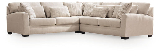 Benchcraft® Mandi Point 3-piece stationary sectional sofa with plush cushions and modern design in a cozy living room setting.
