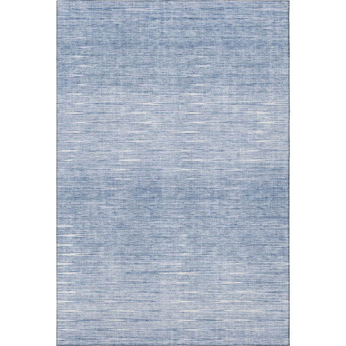 8' X 10' Abstract Washable Area Rug With UV Protection - Denim Blue And Ivory