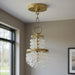 HomeRoots 22-inch three-light metal chandelier with shades, featuring gold finish, clear and off-white shades, dimmable lighting.