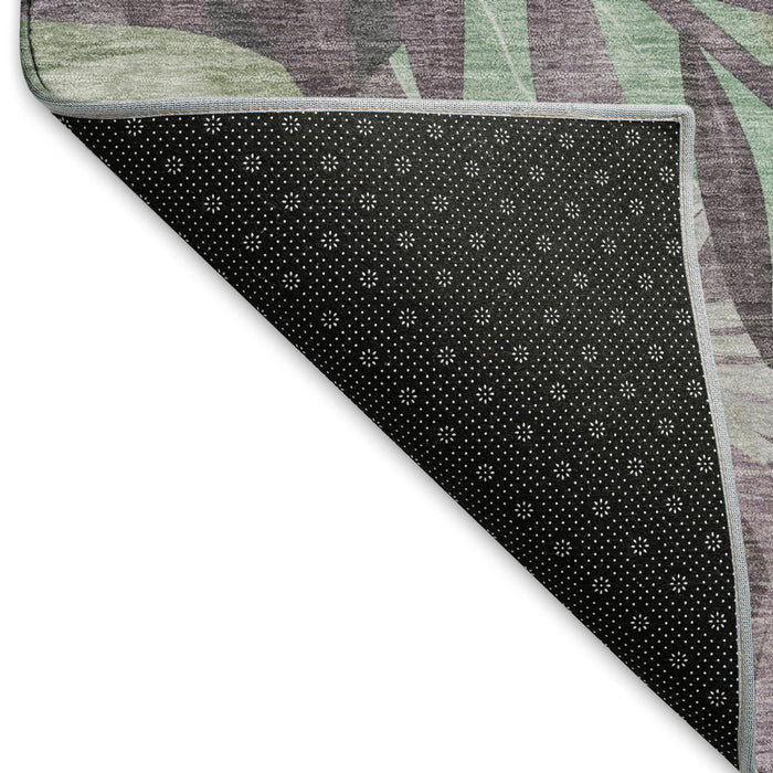 10' X 14' Floral Washable Area Rug With UV Protection (694032) - Lavender / Mint Green
