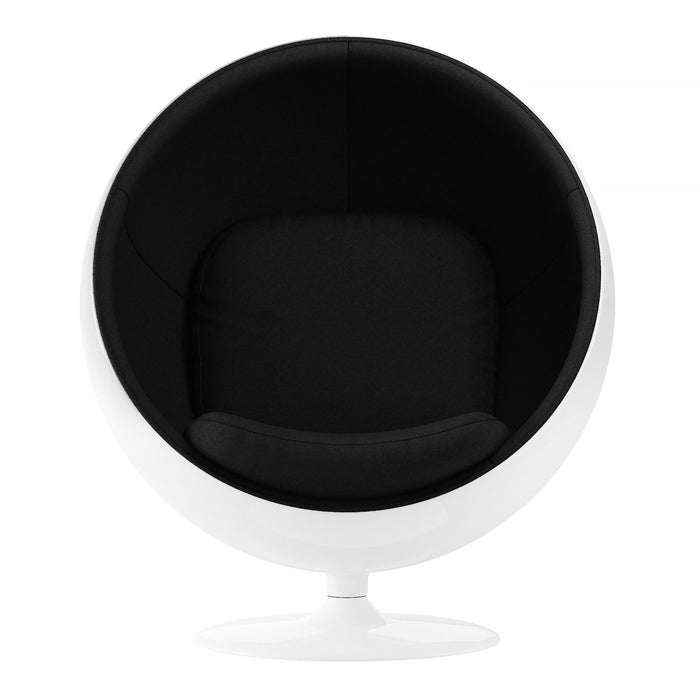 42" Fiberglass And Cotton Swivel Egg Chair - Black / White