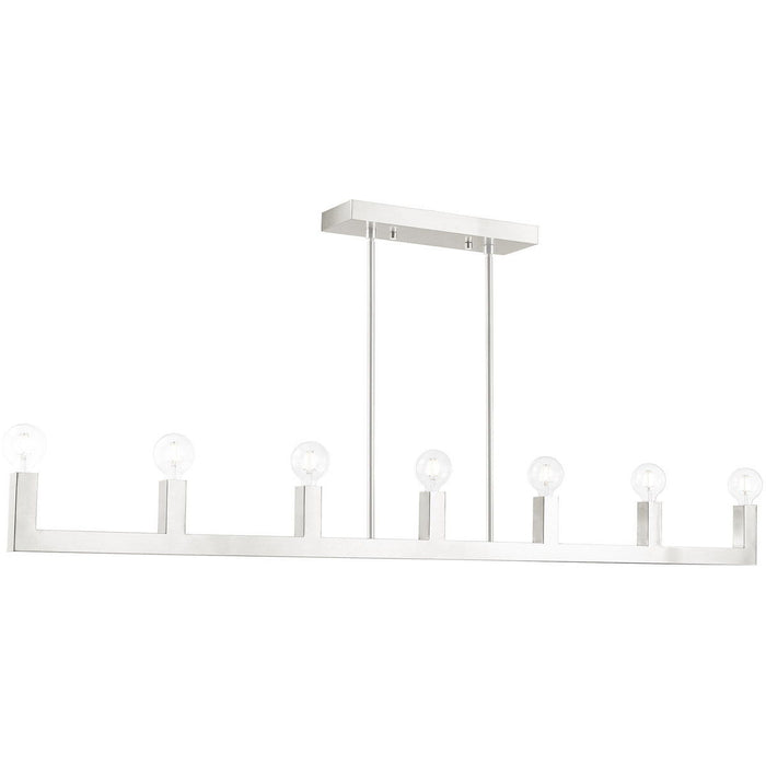 17" Seven Light Dimmable Chandelier With Shades - Nickel