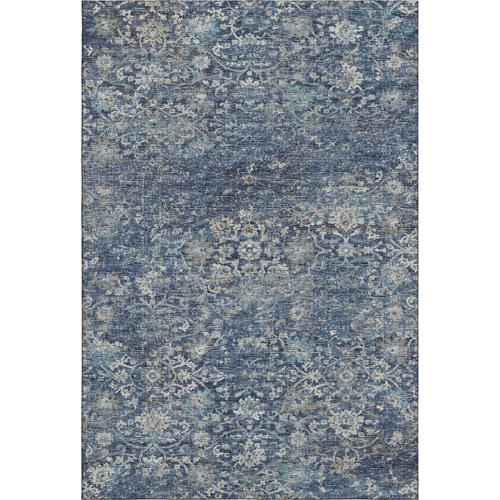 3' X 5' Floral Medallion Distressed Washable Area Rug With UV Protection (644217) - Blue / Gray