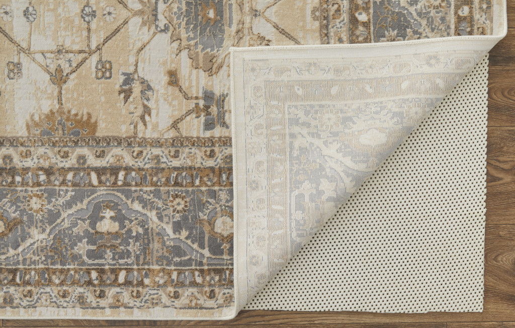 8' x 10' Power Loom Area Rug - Tan Ivory And Gray