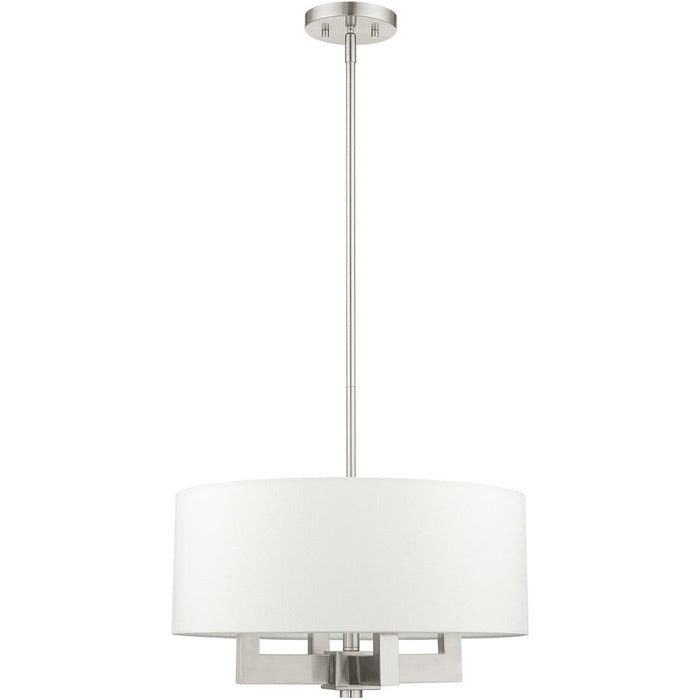 19'' Four Light Dimmable Chandelier With Shades - Nickel
