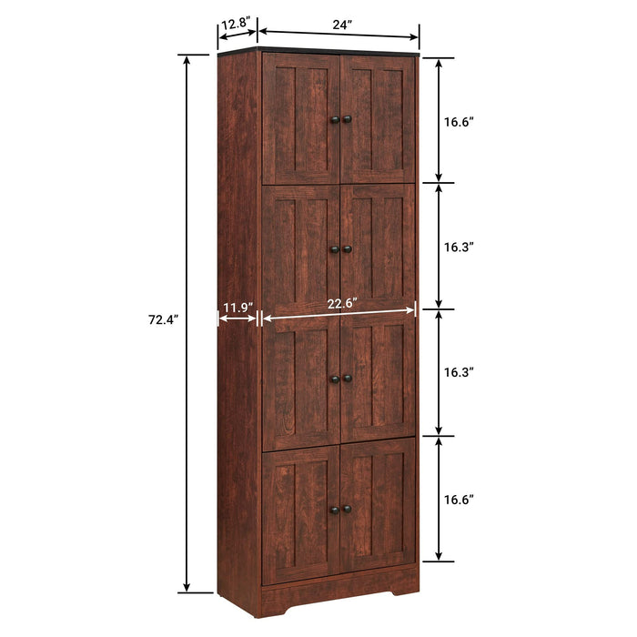 Giga tall accent storage cabinet with 8 doors and 4 shelves, ideal for living room, kitchen, office, bedroom, or bathroom storage