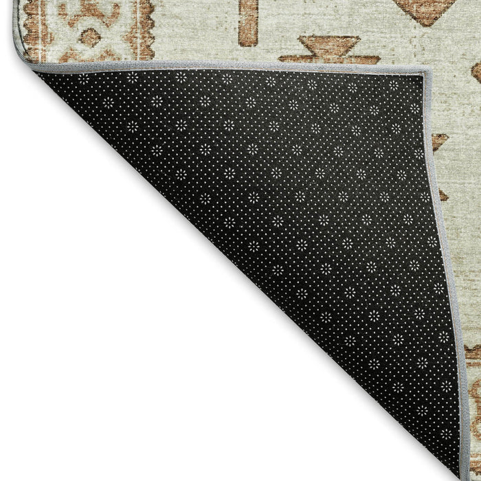 10' X 14' Geometric Washable Area Rug With UV Protection - Burnt Sienna And Beige