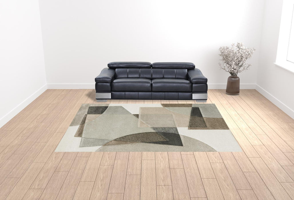 10' x 13' Geometric Power Loom Stain Resistant Area Rug - Beige