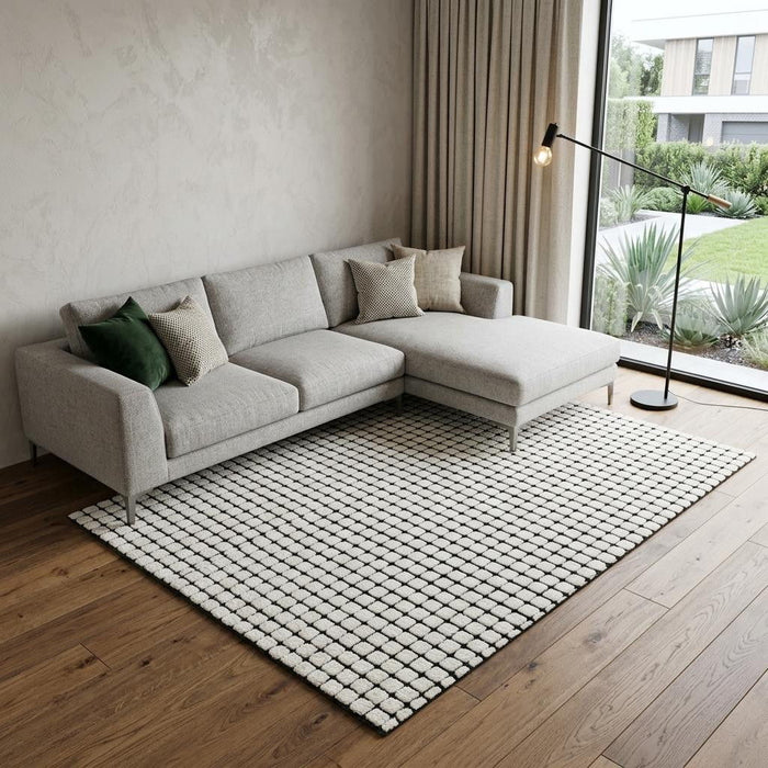 9' X 12' Checkered Area Rug (724070) - Beige / Black