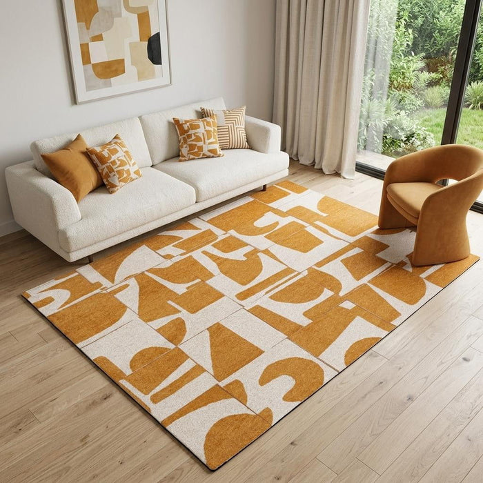 6' X 8' Geometric Non Skid Area Rug (551993) - Yellow / White