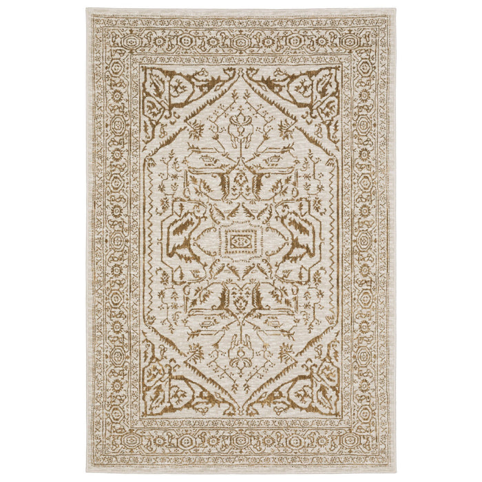 8' X 11' Oriental Area Rug - Ivory / Gold