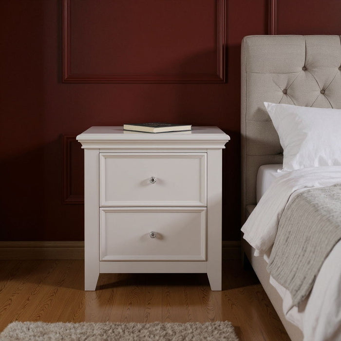 27" Two Drawers Nightstand - White