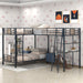 Brown Giga L-shaped twin over twin bunk bed with twin size loft, desk, and shelf, showcasing the multi-functional furniture design.