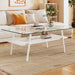Modern Giga rectangle coffee table with tempered glass top and metal legs, ideal for living room decor.
