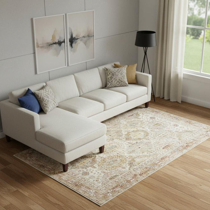 8' X 10' Oriental Distressed Area Rug (550769) - Ivory / Red