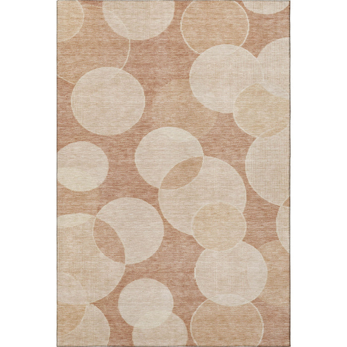 10' X 14' Geometric Washable Area Rug With UV Protection (700163) - Coral / Peach