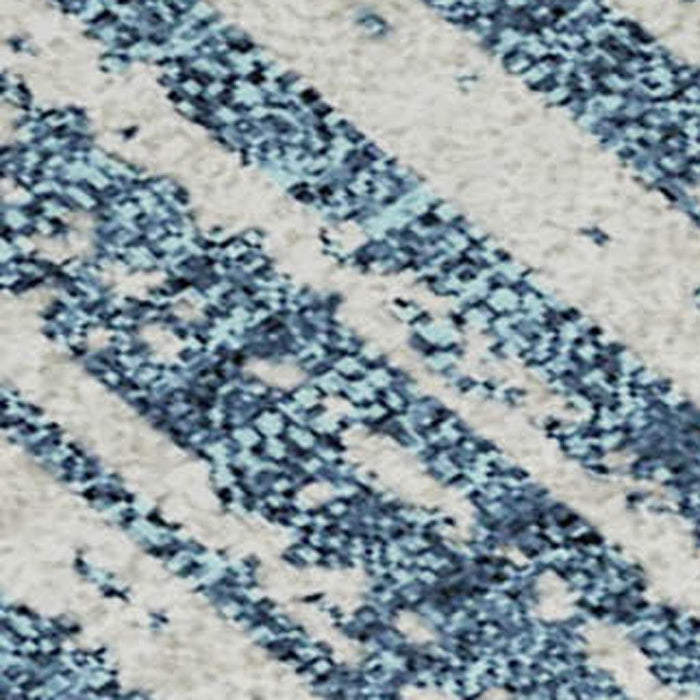 10' X 14' Striped Washable Area Rug With UV Protection - Blue And Ivory