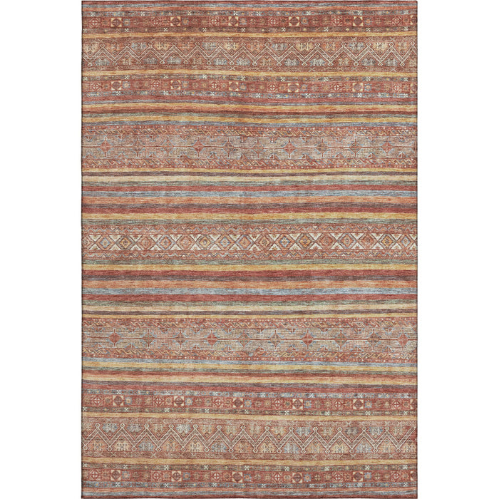 10' X 14' Striped Washable Area Rug With UV Protection (695816) - Rust / Gold / Gray