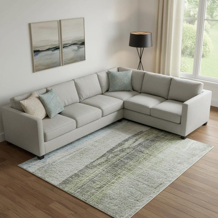 10' X 14' Abstract Washable Area Rug With UV Protection (705563) - Olive Green / Blue