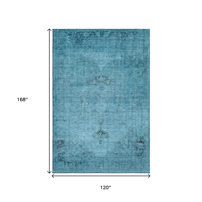 10' X 14' Oriental Washable Area Rug With UV Protection (654874) - Blue / Gray
