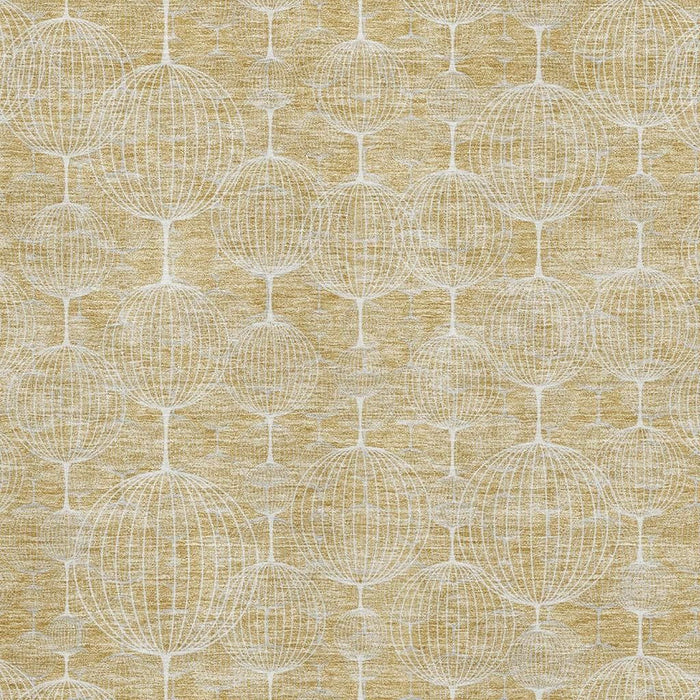 10' X 14' Geometric Washable Area Rug With UV Protection - Ivory And Gold