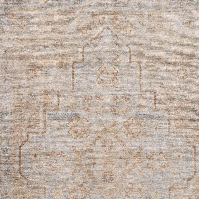 10' X 14' Medallion Washable Area Rug With UV Protection (708055) - Copper / Gray