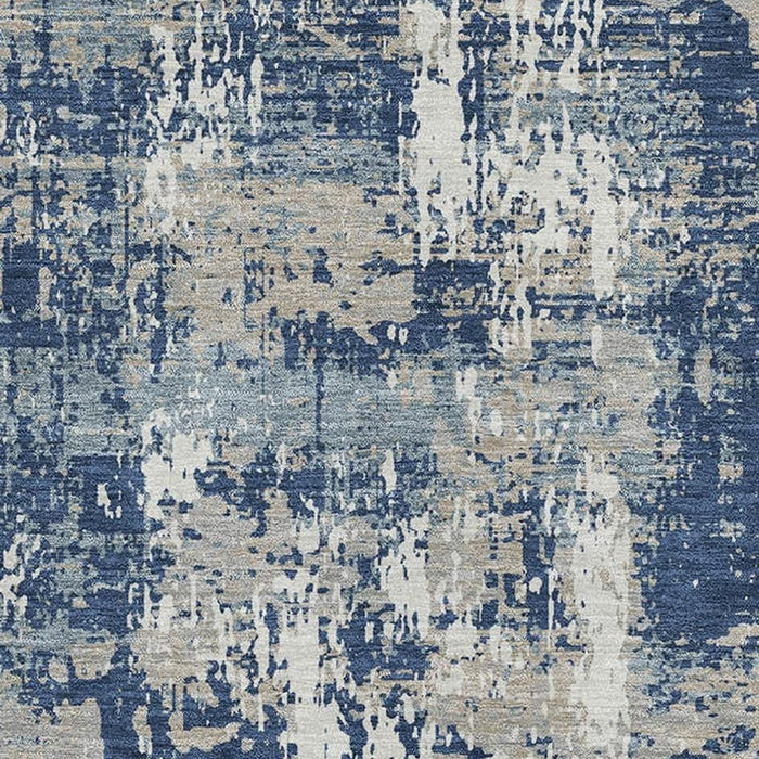 10' X 14' Abstract Washable Area Rug With UV Protection (679150) - Navy Blue / Gray / Ivory