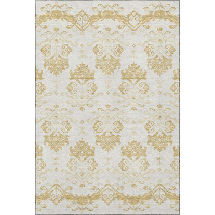 10' X 14' Medallion Washable Area Rug With UV Protection - Gold And Beige