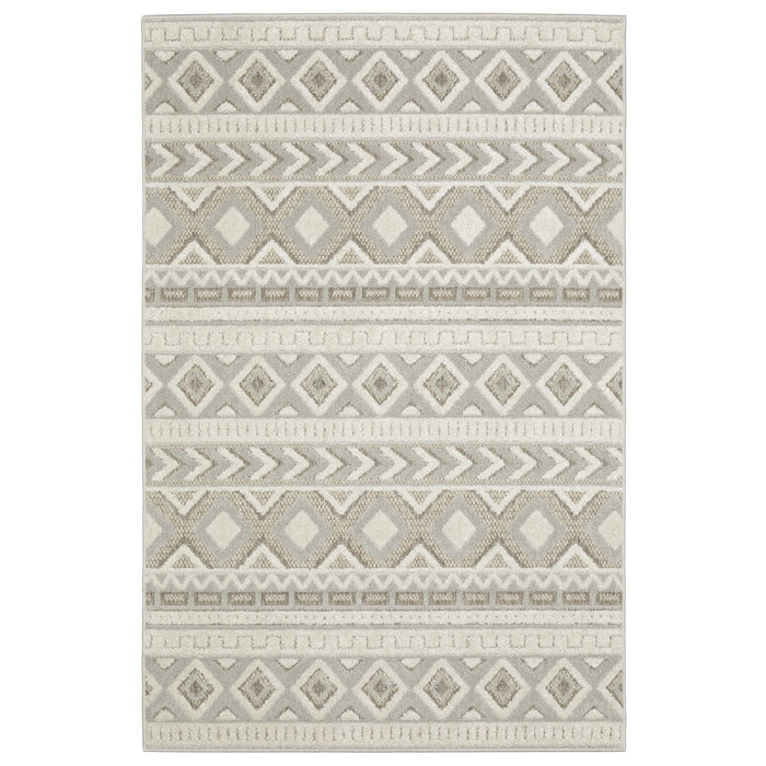 10' X 13' Tribal Area Rug - Gray And Beige