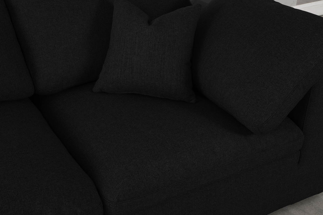 Serene - Linen Textured Fabric Deluxe Comfort 5 Piece Modular Sectional - Black