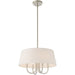 20-inch metal chandelier with four lights, cream shades, dimmable feature, in nickel finish, by HomeRoots.